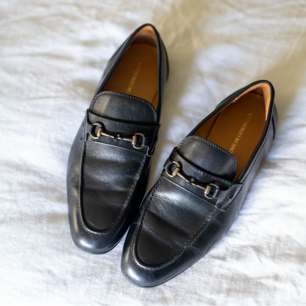 Vittorio Russo Black Leather Horsebit Loafers | Classic Dress Shoes